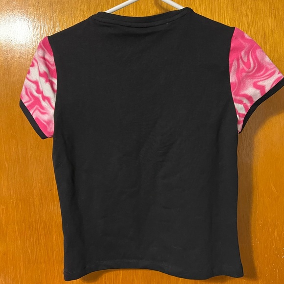 NWT PUMA FITTED SHORT SLEEVE MARBLE TEE BLACK & PINK - Picture 5 of 5